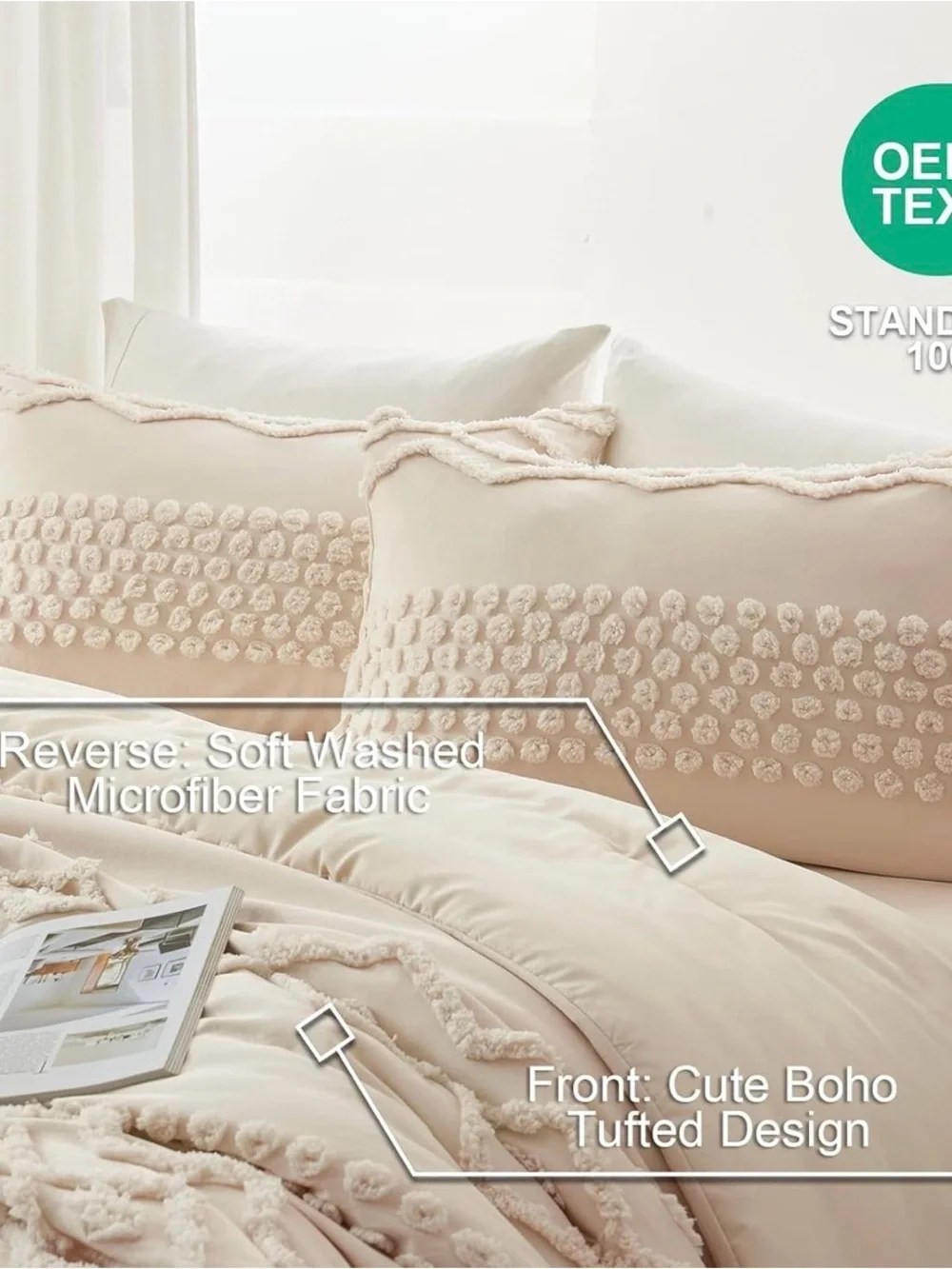 Textured BABY BEIGE Comforter Set - Cozy Neutral Bedding NEW